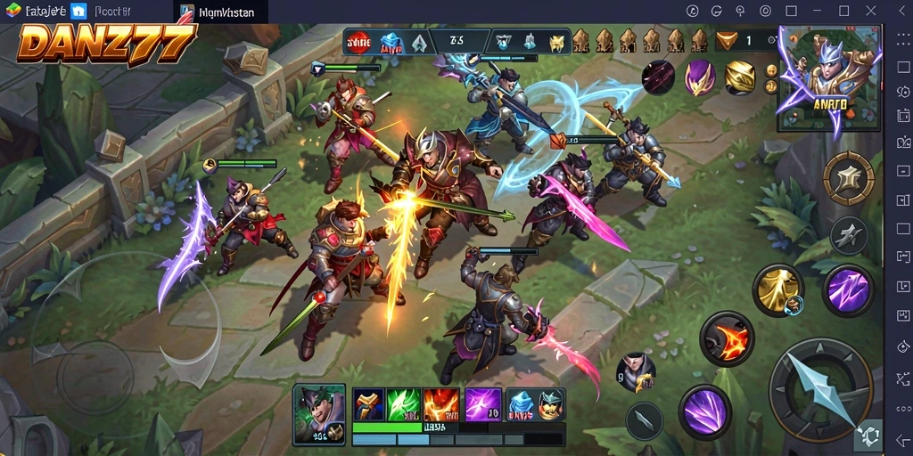 Screenshot gameplay seru dari DAN777, tampilkan pertarungan tim yang epik.