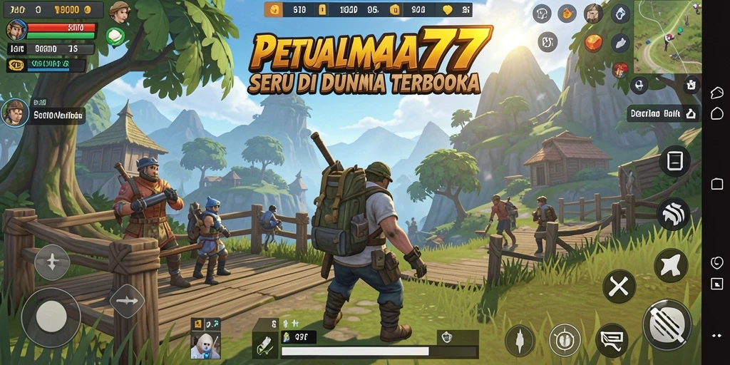 Menampilkan pemain menjelajahi dunia terbuka PRIMA77.