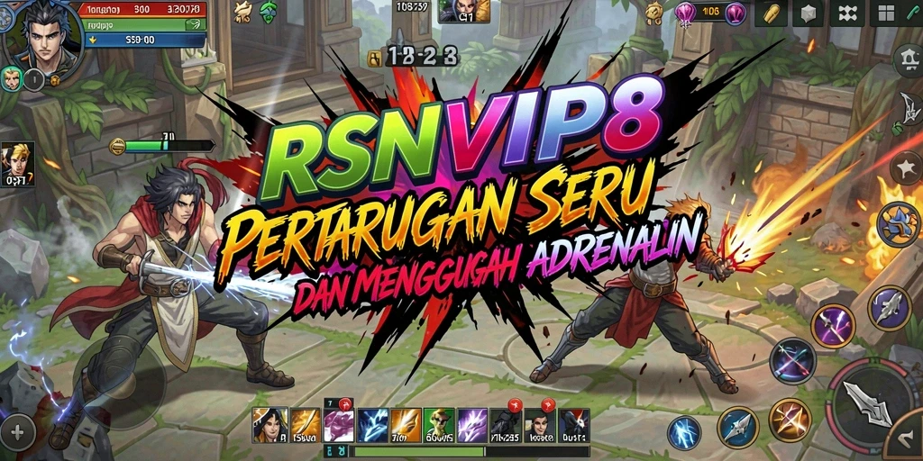 Screenshot gameplay RSNVIP8 yang menampilkan pertarungan yang intens.