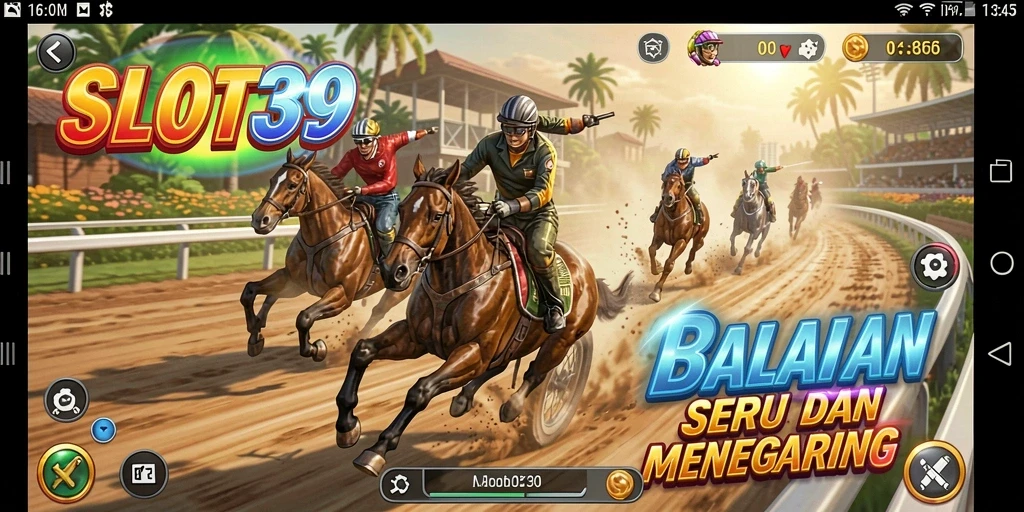 Tampilan gameplay <strong>SLOT39</strong> yang penuh aksi dan seru saat balapan.
