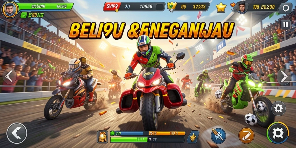 Screenshot gameplay SVIP9 menampilkan aksi balapan yang mendebarkan.