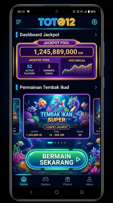 Tampilan utama aplikasi toto12 yang intuitif dan mudah digunakan.